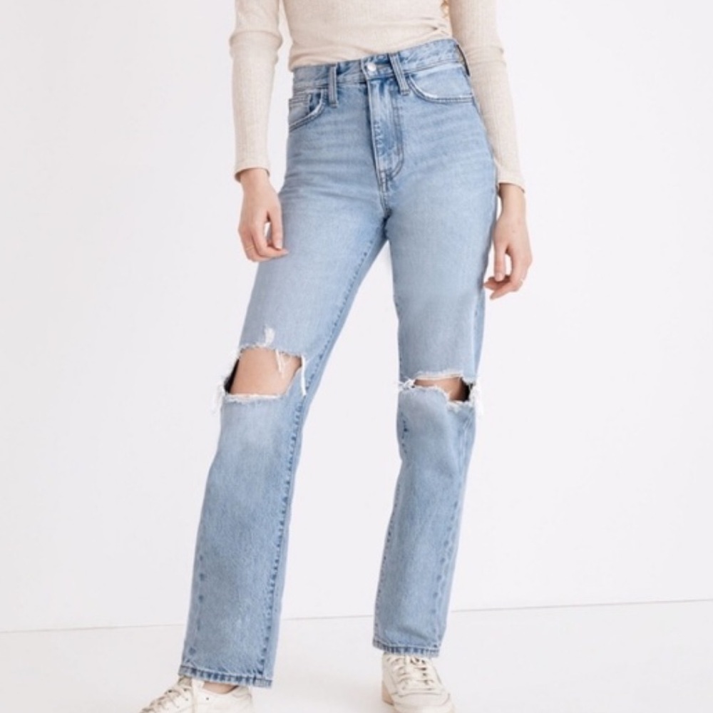 Madewell The Perfect Vintage Straight Jean in Danby Wash: Knee-Rip Size 26 NWOT - Picture 5 of 16